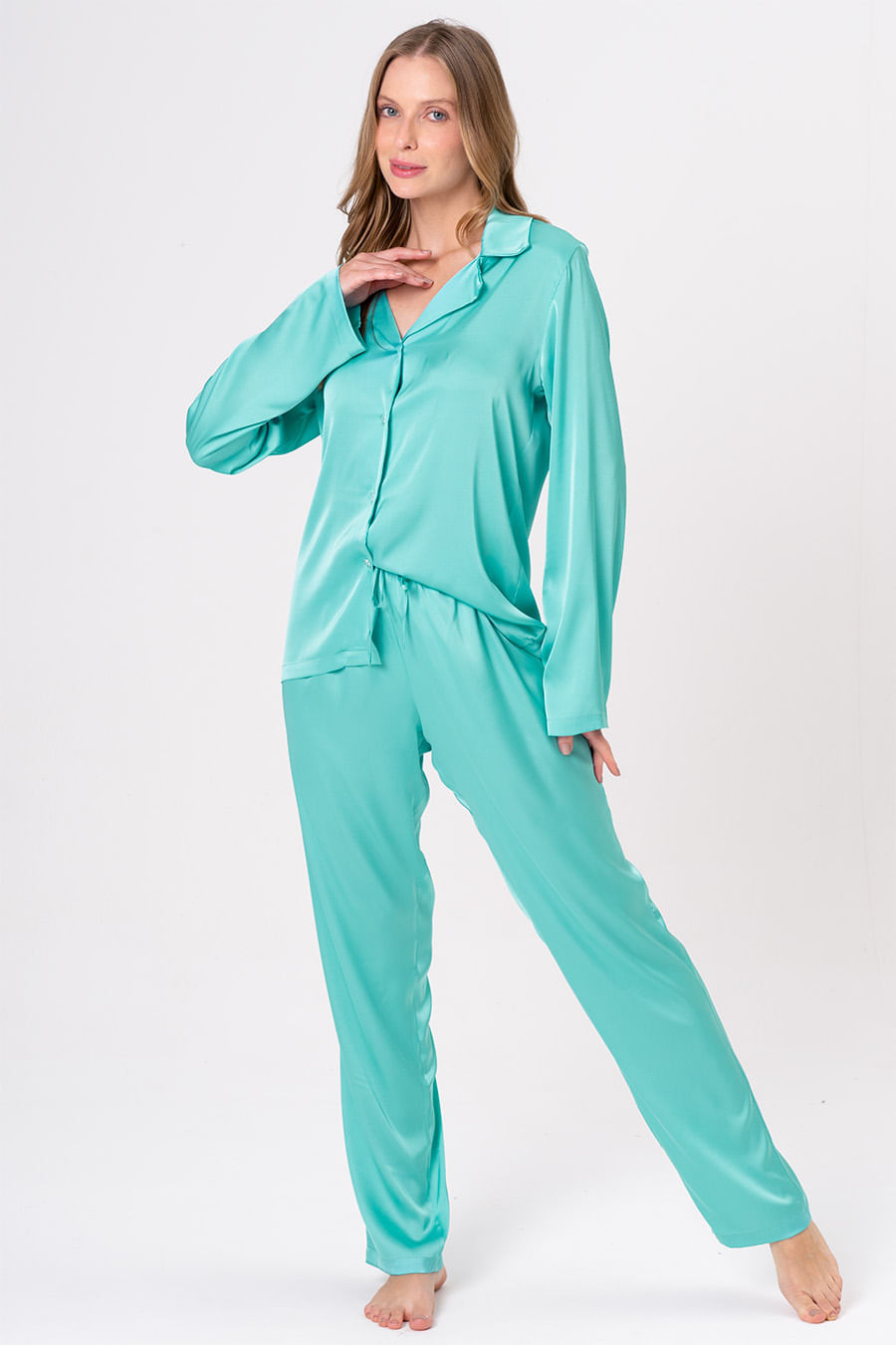 PIJAMA AMERICANO LONGO ACETINADO - LIBÉLULA PIJAMA AMERICANO LONGO ACETINADO - LIBÉLULA