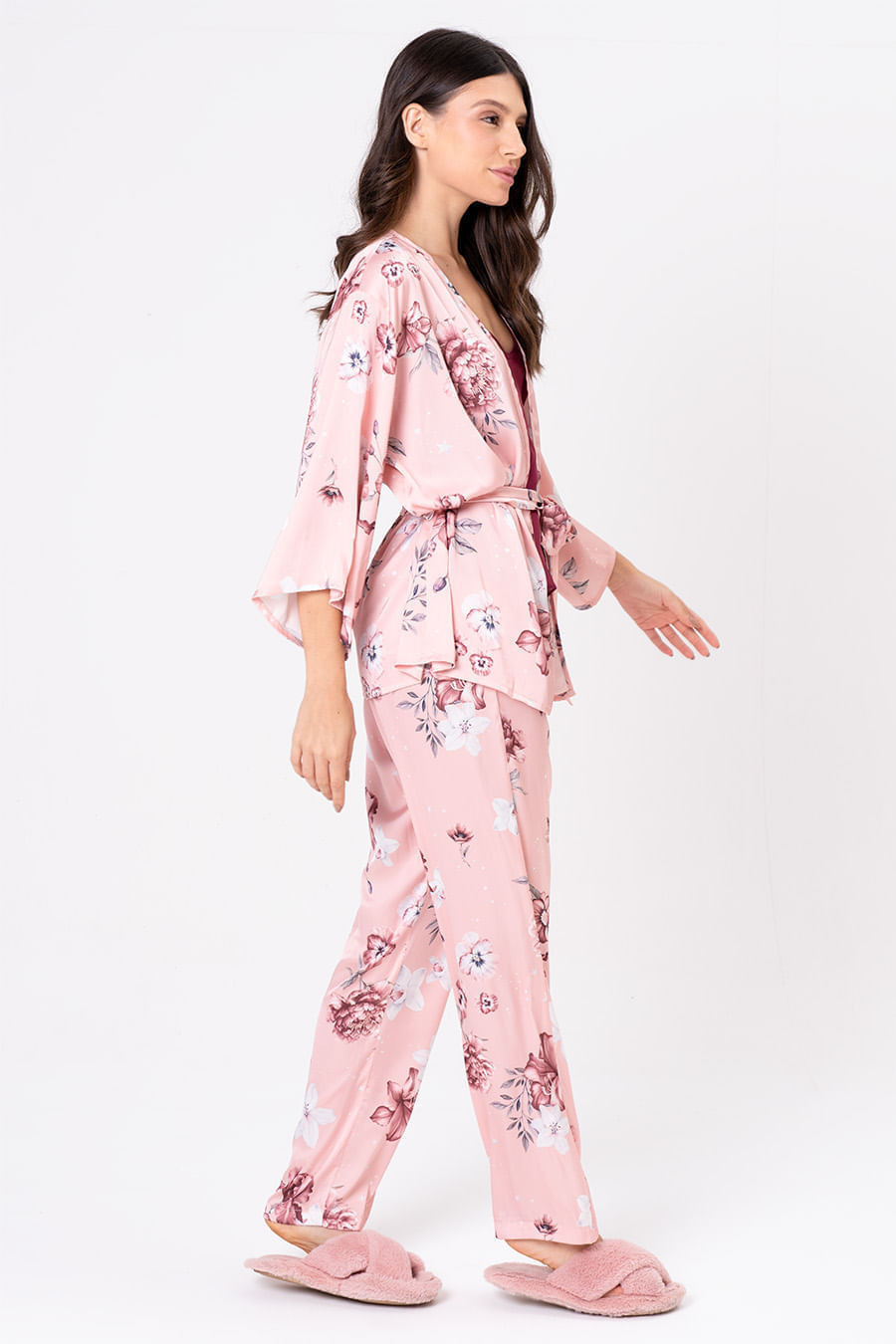 PIJAMA 3 PEÇAS ACETINADO - FLORATA PIJAMA 3 PEÇAS ACETINADO - FLORATA