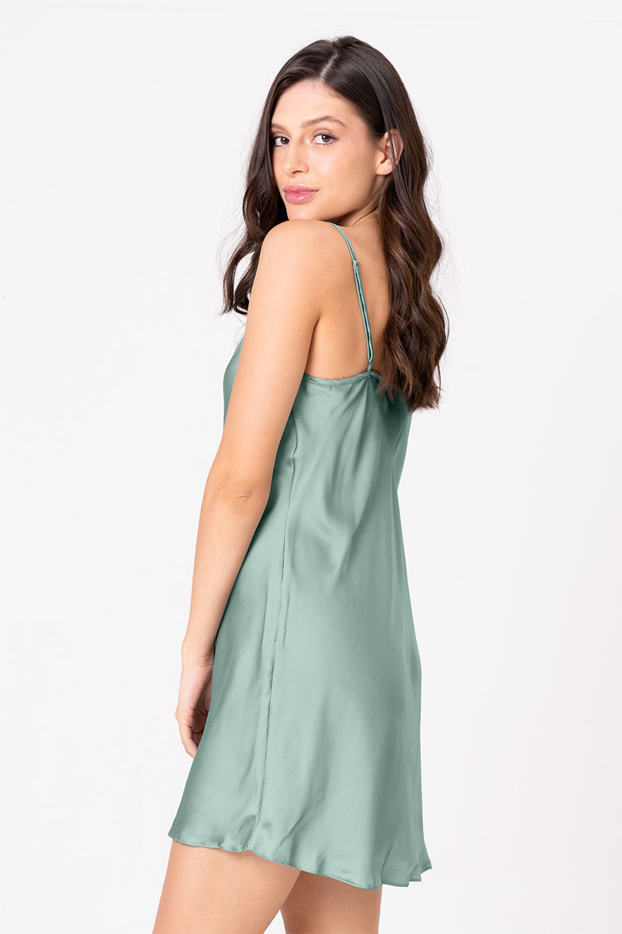 CAMISOLA ACETINADA - CLÁSSICOS ACETINADOS VERDE JADE CAMISOLA ACETINADA - CLÁSSICOS ACETINADOS VERDE JADE