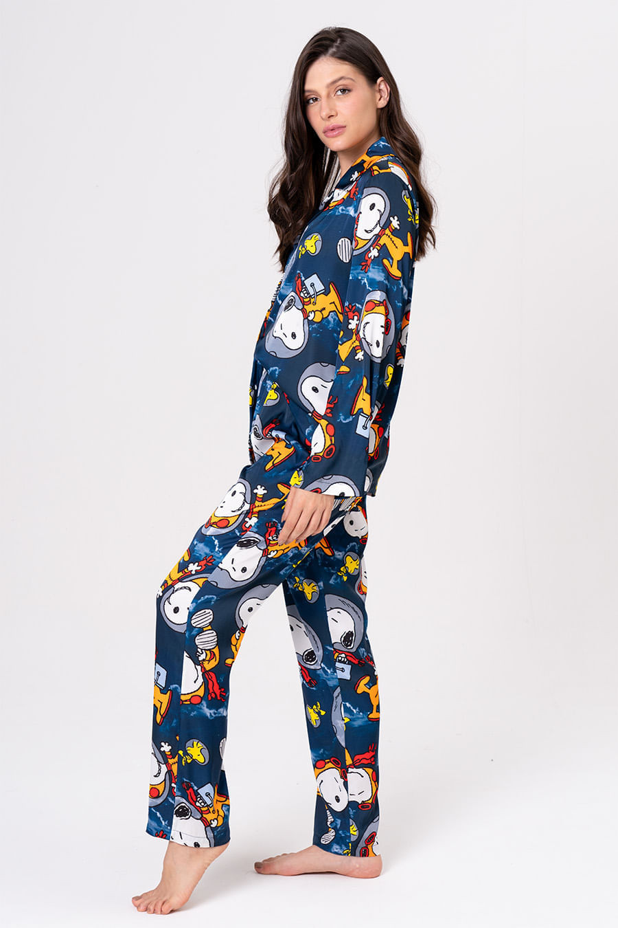 PIJAMA AMERICANO LONGO ACETINADO - SNOOPY NAUTA PIJAMA AMERICANO LONGO ACETINADO - SNOOPY NAUTA