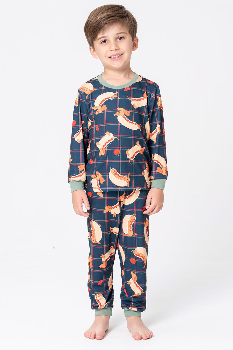 PIJAMA LONGO INFANTIL UNISSEX - HOT DOG PIJAMA LONGO INFANTIL UNISSEX - HOT DOG