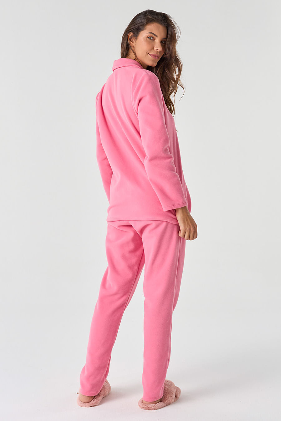 PIJAMA LONGO DE BOTÕES FEMININO - CLÁSSICOS SOFT ORQUÍDEA