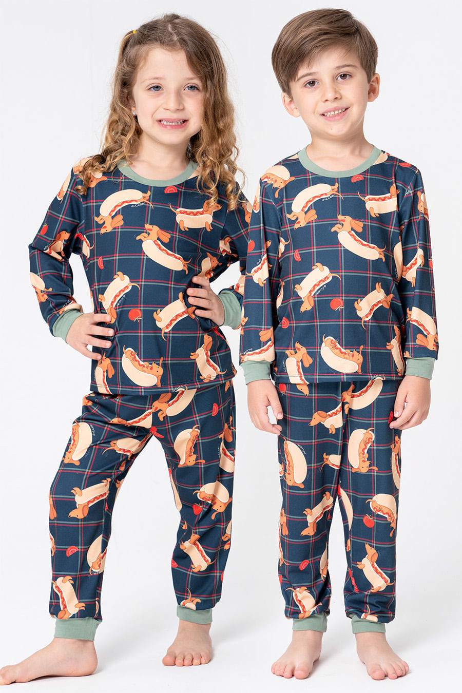 PIJAMA LONGO INFANTIL UNISSEX - HOT DOG PIJAMA LONGO INFANTIL UNISSEX - HOT DOG