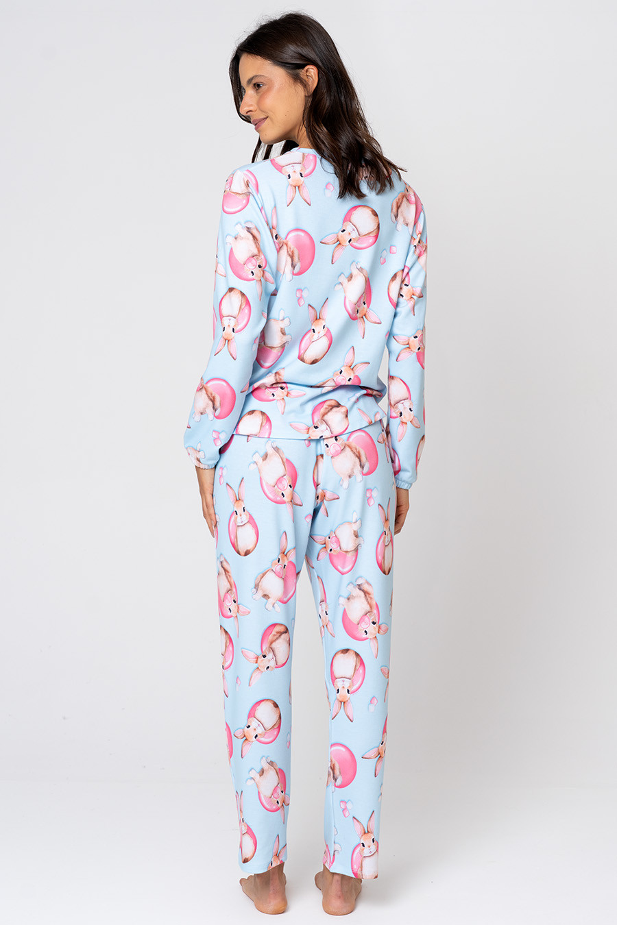 PIJAMA FEMININO LONGO EM MOLETINHO - CHICLETINHO PIJAMA FEMININO LONGO EM MOLETINHO