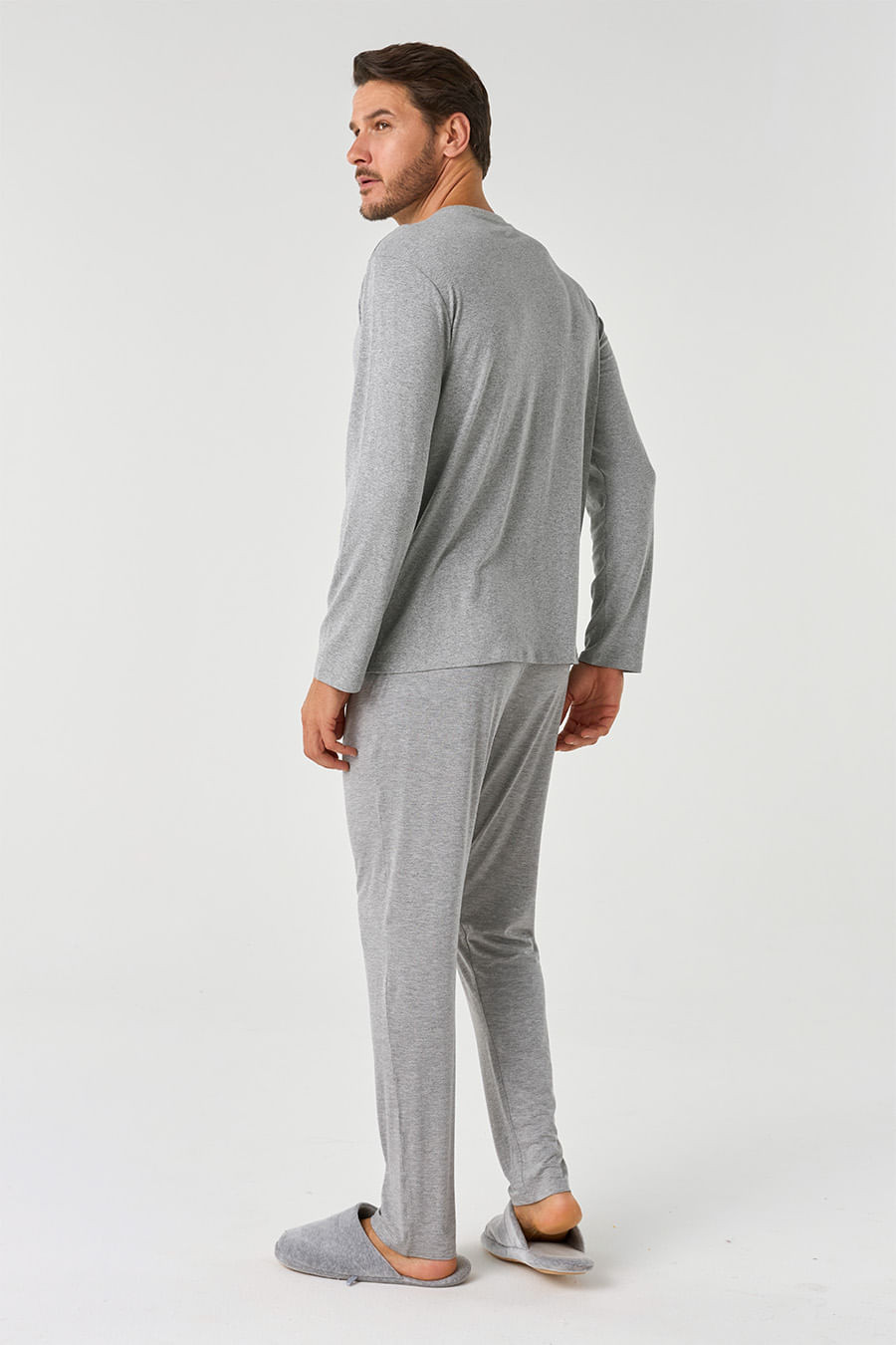 PIJAMA EM VISCOSE MASCULINO LONGO - CLÁSSICO VISCOSE MESCLA PIJAMA EM VISCOSE MASCULINO LONGO - CLÁSSICO VISCOSE MESCLA