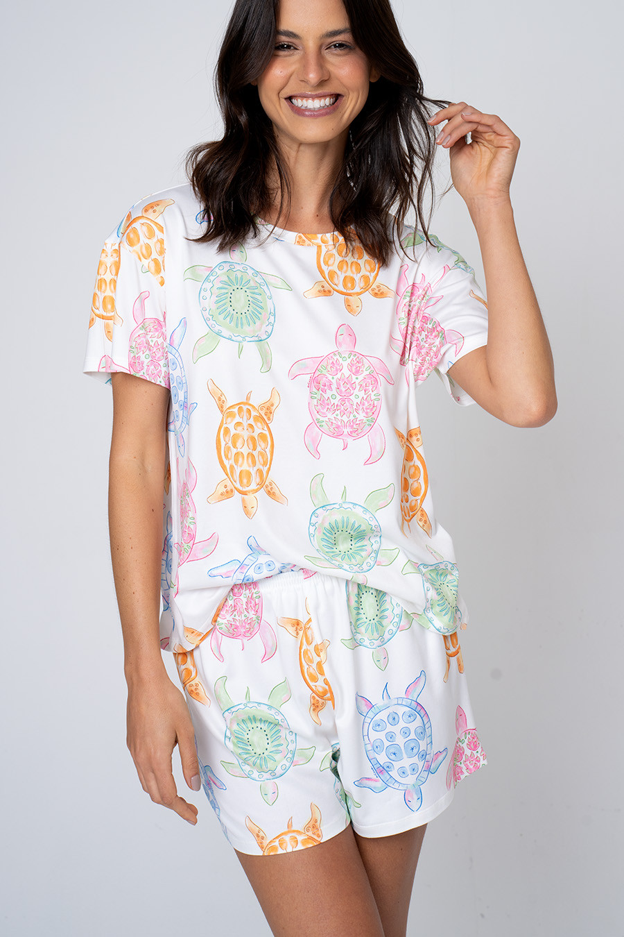 PIJAMA CURTO FEMININO TARTARUGAS - A MAR PIJAMA CURTO FEMININO TARTARUGAS - A MAR