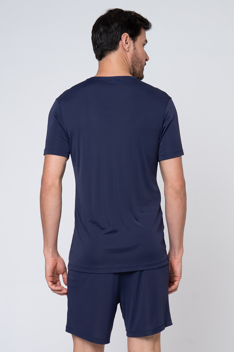 KIT PIJAMA DE PLUME CURTO E ROBE DE SOFT AZUL COSTAS PIJAMA