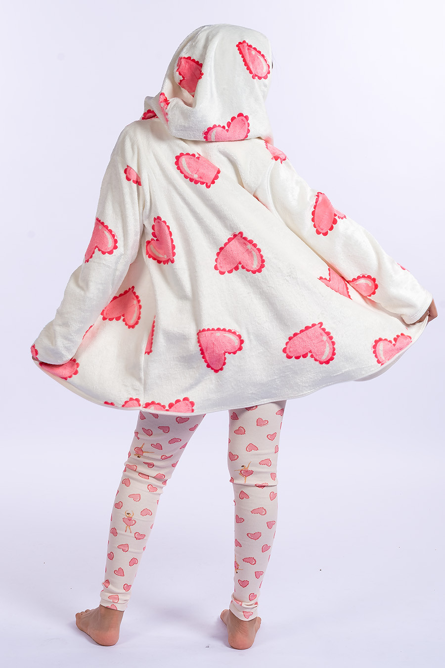 CASACO JUVENIL EM FLEECE CORAÇÕES - BAILARINA