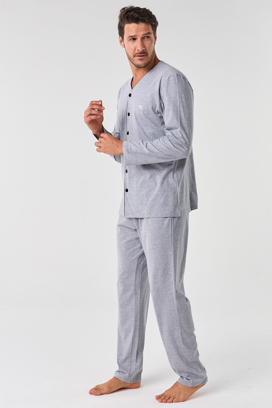 KIT PIJAMA AMERICANO LONGO ETERNO E PANTUFA PIJAMA LADO