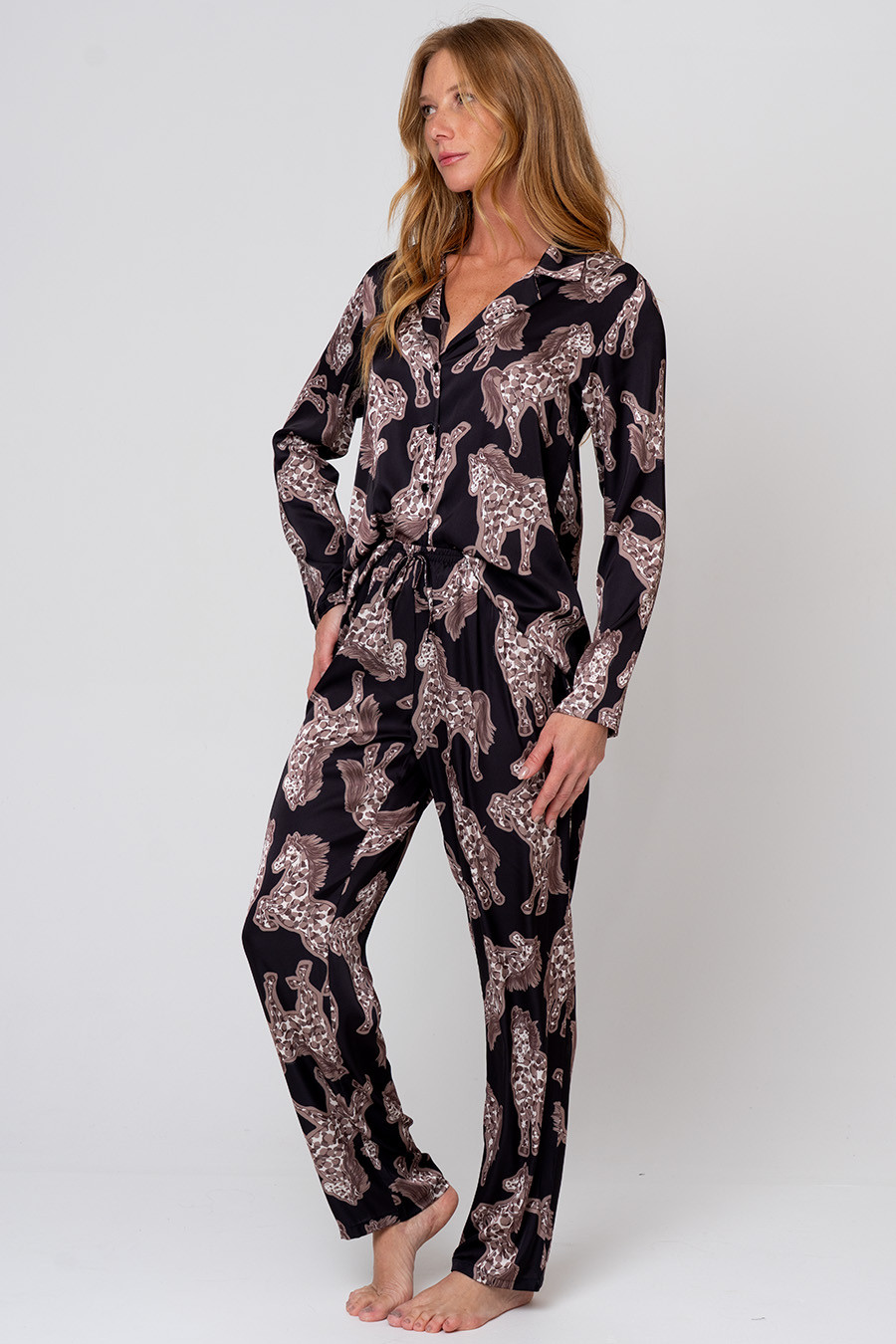 PIJAMA AMERICANO TOQUE DE SEDA FEMININO - NOBRE PRINT LADO