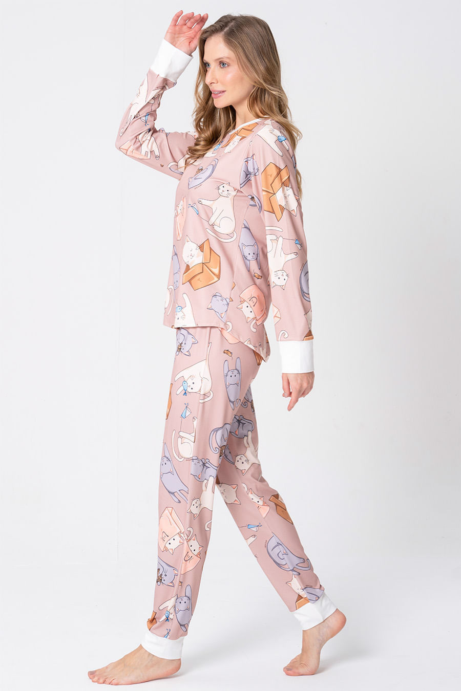 PIJAMA LONGO FEMININO TOQUE DE PÊSSEGO - GATICES PIJAMA LONGO FEMININO TOQUE DE PÊSSEGO - GATICES