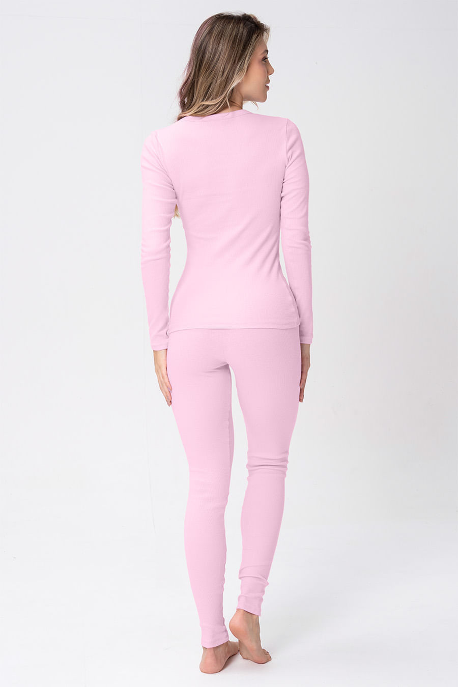 PIJAMA DE RIBANA LONGO - CLÁSSICOS CANELADOS ROSA BOREAL PIJAMA DE RIBANA LONGO - CLÁSSICOS CANELADOS ROSA BOREAL