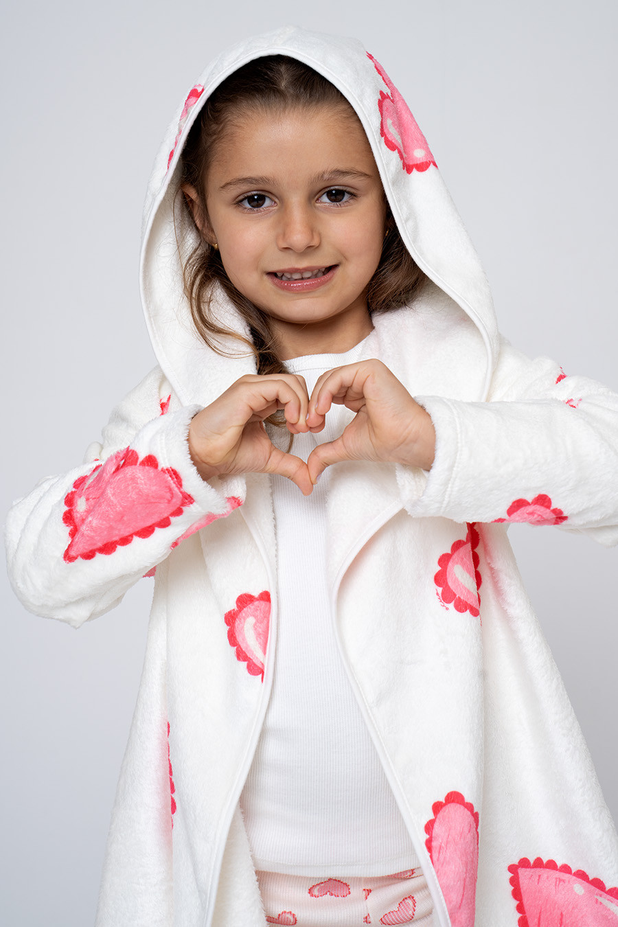 CASACO INFANTIL EM FLEECE CORAÇÕES - BAILARINA
