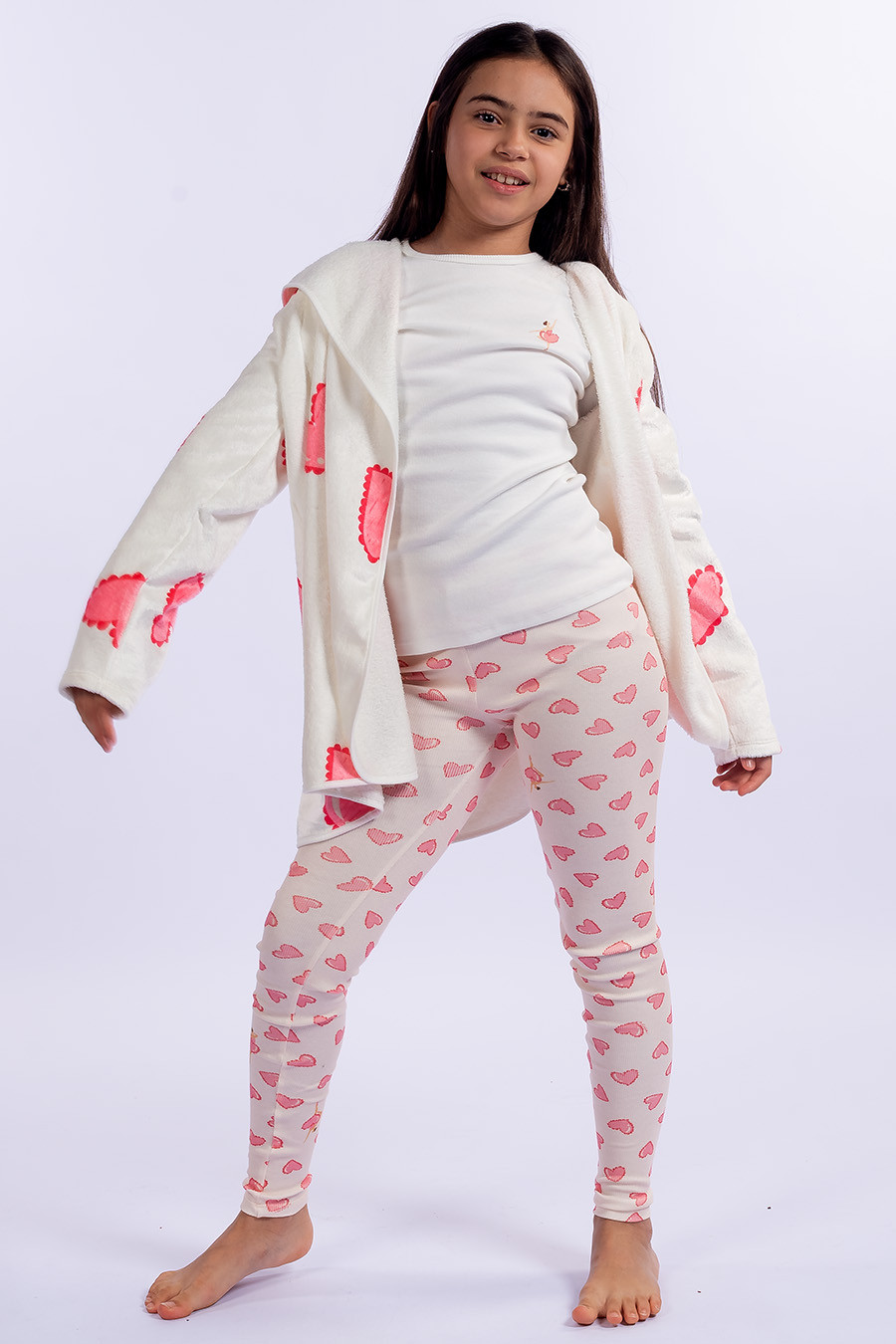 CASACO JUVENIL EM FLEECE CORAÇÕES - BAILARINA