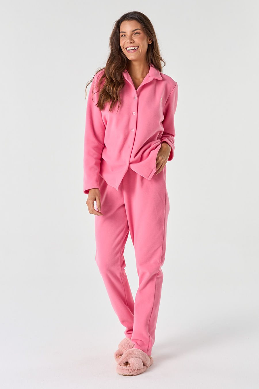 PIJAMA LONGO DE BOTÕES FEMININO - CLÁSSICOS SOFT ORQUÍDEA