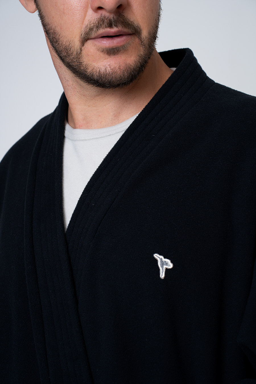 KIT PIJAMA LONGO XADREZ SNOOPY E ROBE DE SOFT PRETO DETALHE ROBE