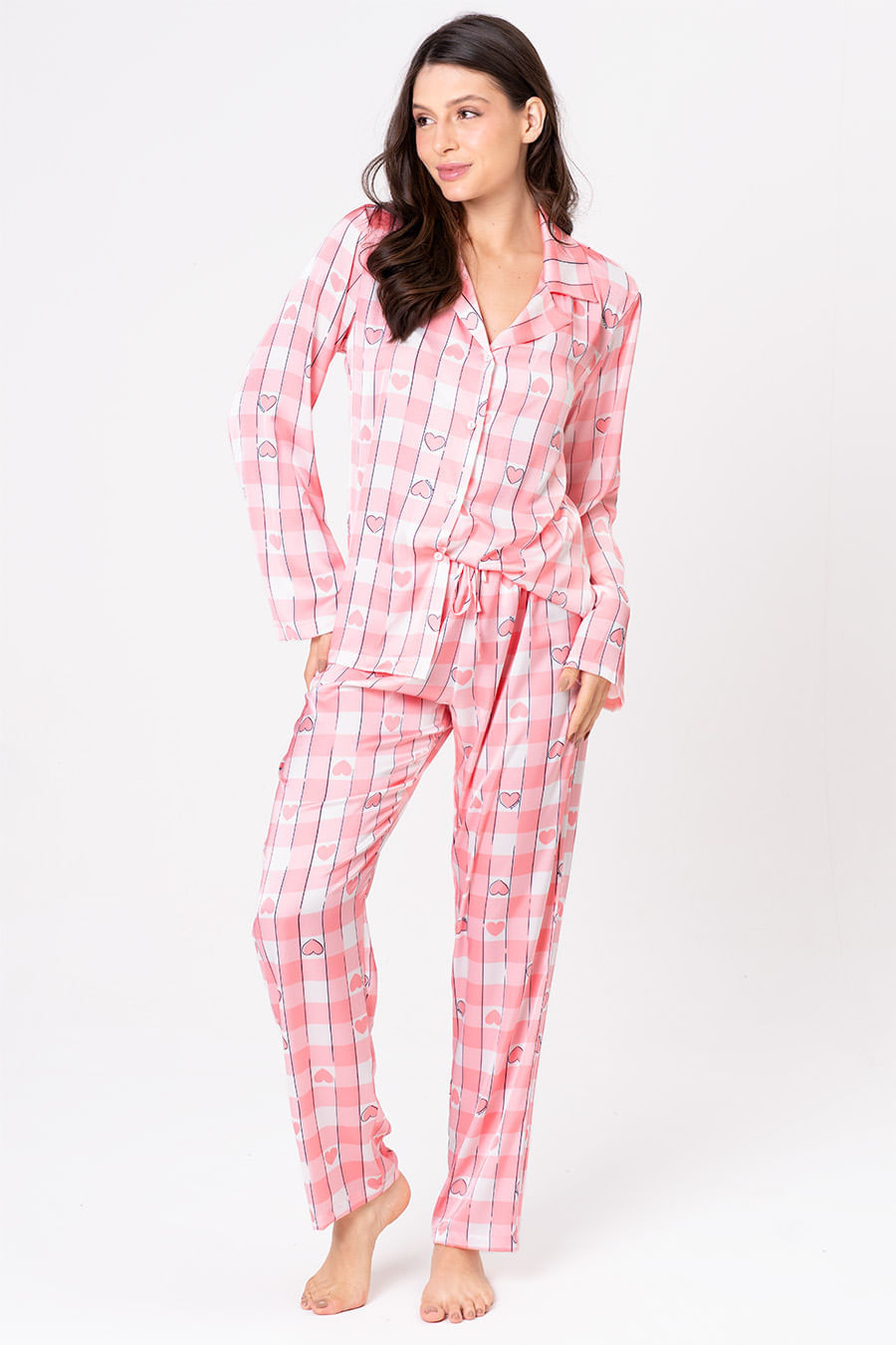 PIJAMA AMERICANO ACETINADO LONGO - PINKNIC PIJAMA AMERICANO ACETINADO LONGO - PINKNIC
