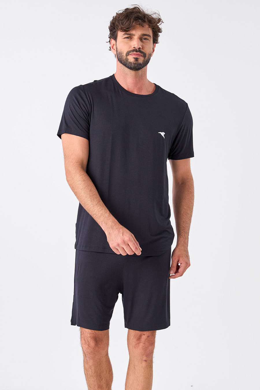 PIJAMA MASCULINO CURTO EM VISCOSE - CLÁSSICO VISCOSE BLACK PIJAMA MASCULINO CURTO EM VISCOSE - CLÁSSICO VISCOSE BLACK