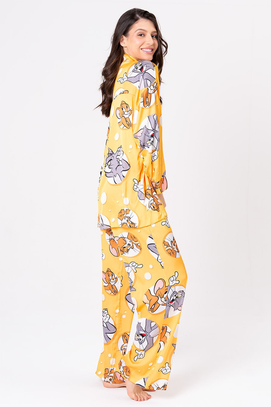 PIJAMA AMERICANO ACETINADO LONGO QUEIJOS - DIGA CHEESE PIJAMA AMERICANO ACETINADO LONGO QUEIJOS - DIGA CHEESE