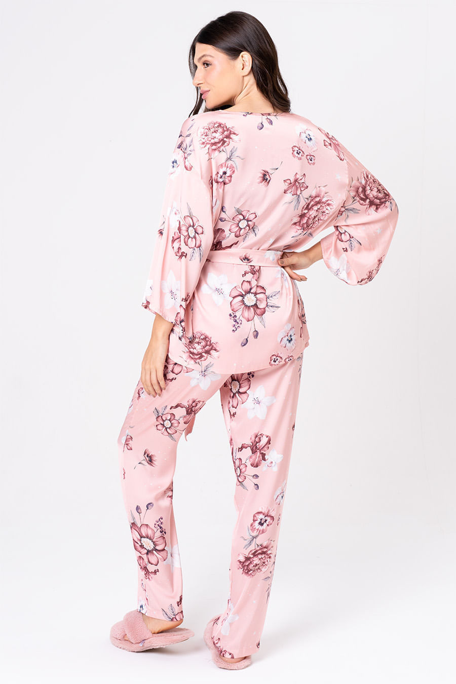PIJAMA 3 PEÇAS ACETINADO - FLORATA PIJAMA 3 PEÇAS ACETINADO - FLORATA
