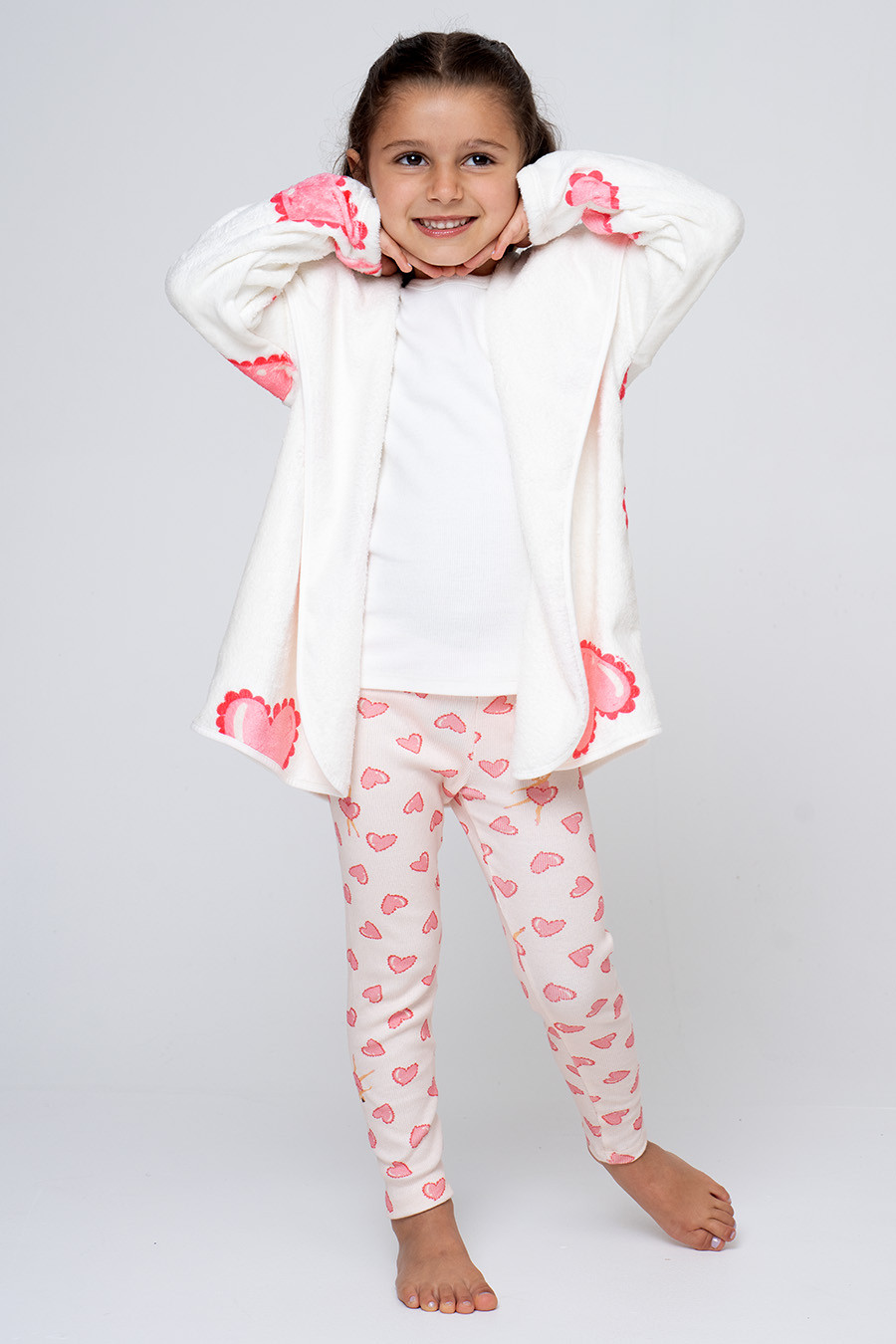 CASACO INFANTIL EM FLEECE CORAÇÕES - BAILARINA