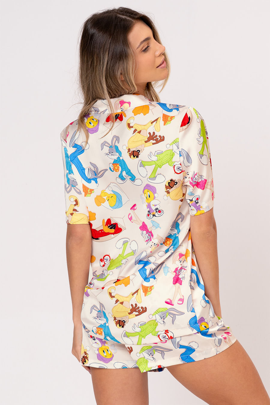 PIJAMA AMERICANO ACETINADO - LOONEY NIGHT PIJAMA AMERICANO ACETINADO - LOONEY NIGHT