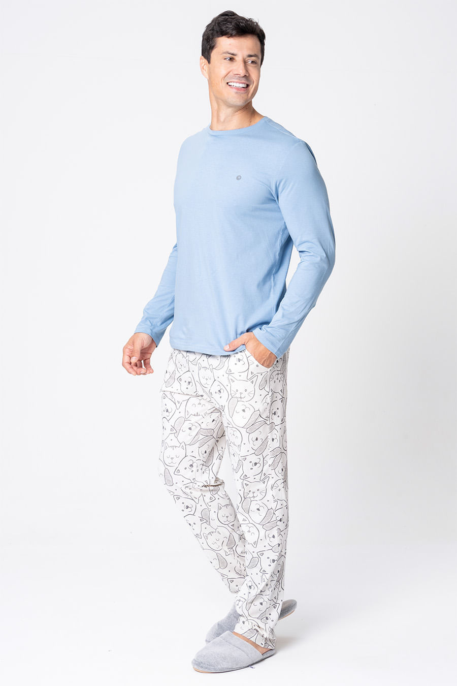 PIJAMA LONGO DE MALHA MASCULINO - PET COLORS PIJAMA LONGO DE MALHA MASCULINO - PET COLORS