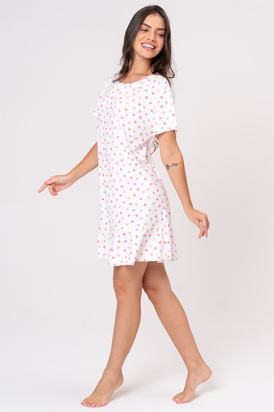 CAMISOLA COM BABADOS CORAÇÕES - GIFTS FÉRIAS