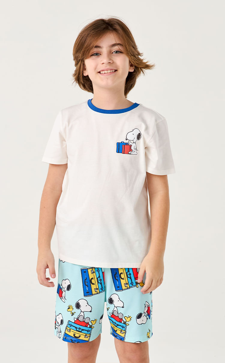 PIJAMA CURTO JUVENIL MENINO - SNOOPY FÉRIAS PIJAMA CURTO JUVENIL MENINO - SNOOPY FÉRIAS