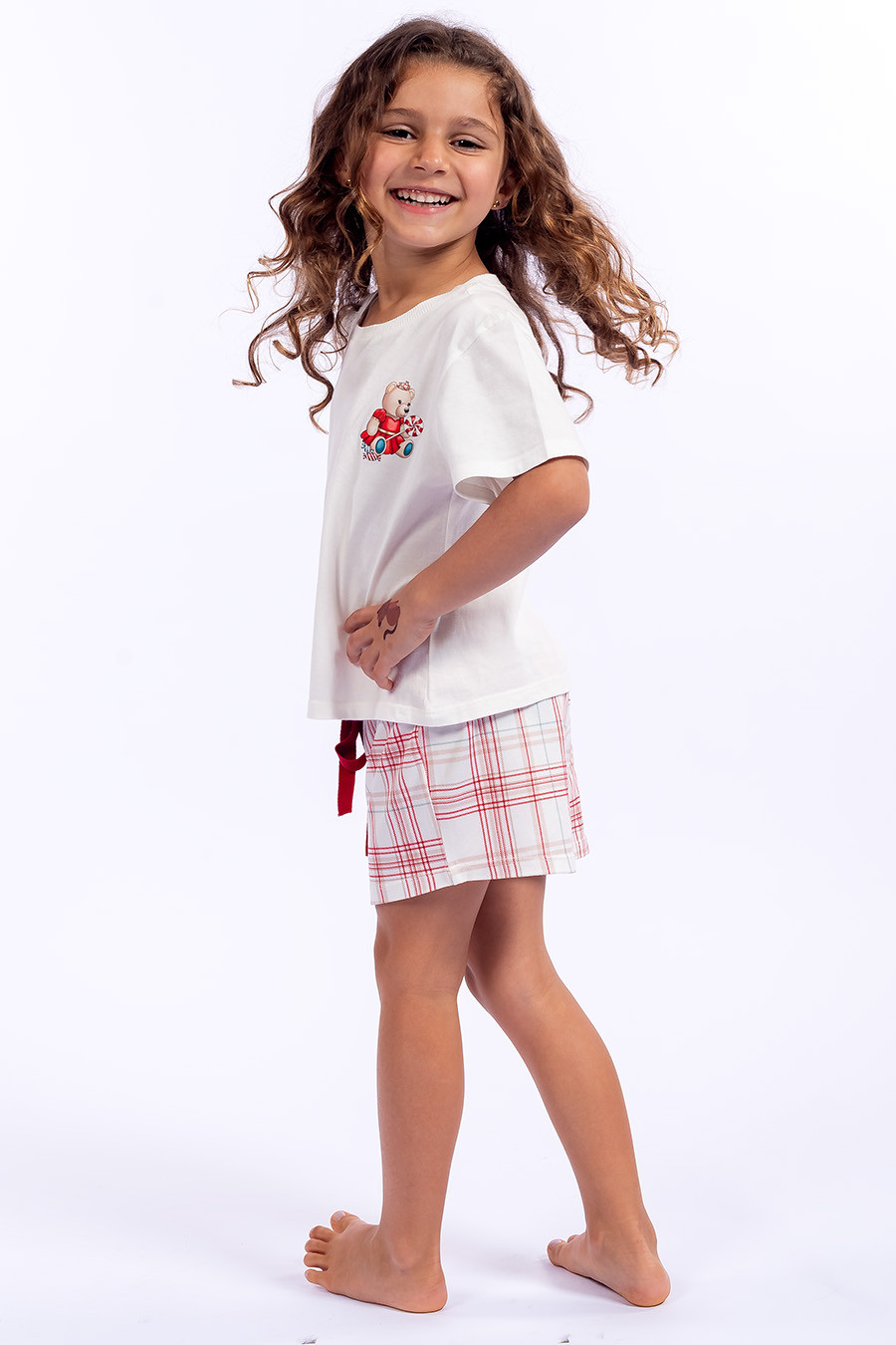PIJAMA CURTO INFANTIL XADREZ MENINA - ABRAÇO DE URSO PIJAMA CURTO INFANTIL XADREZ MENINA - ABRAÇO DE URSO