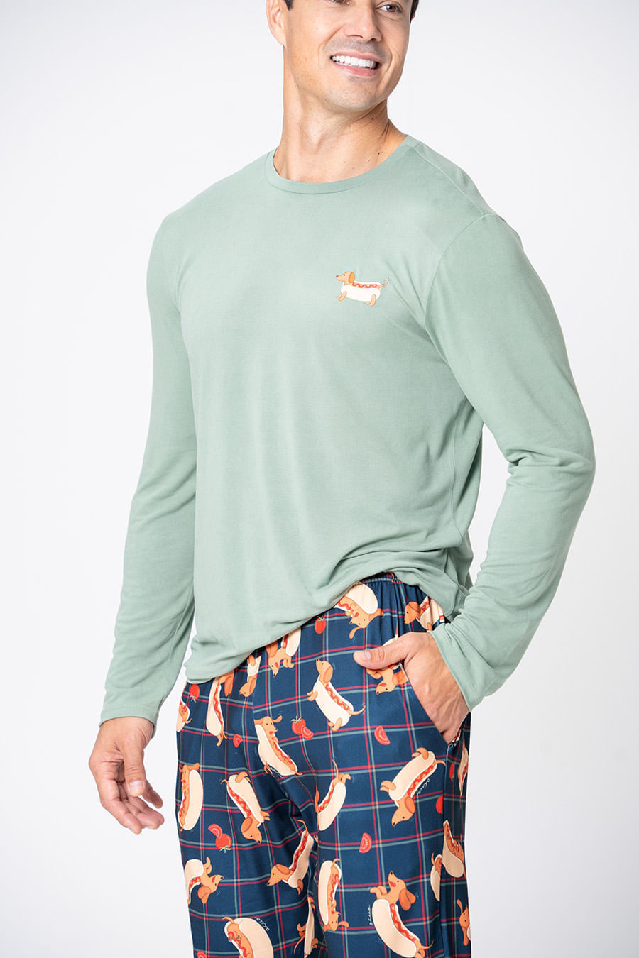 PIJAMA LONGO TOQUE DE PÊSSEGO - HOT DOG PIJAMA LONGO TOQUE DE PÊSSEGO - HOT DOG