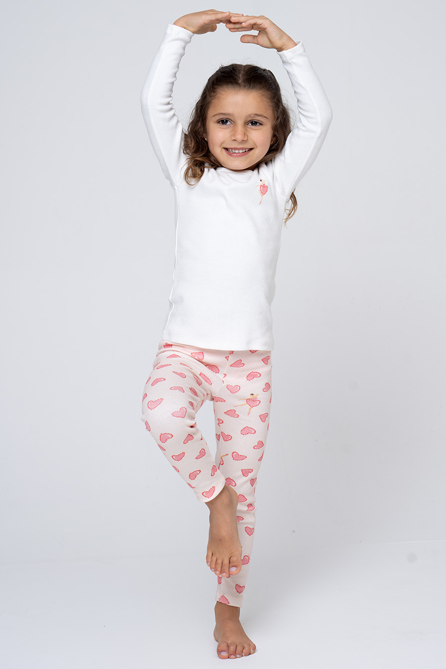 PIJAMA INFANTIL RIBANA DE ALGODÃO CORAÇÕES - BAILARINA