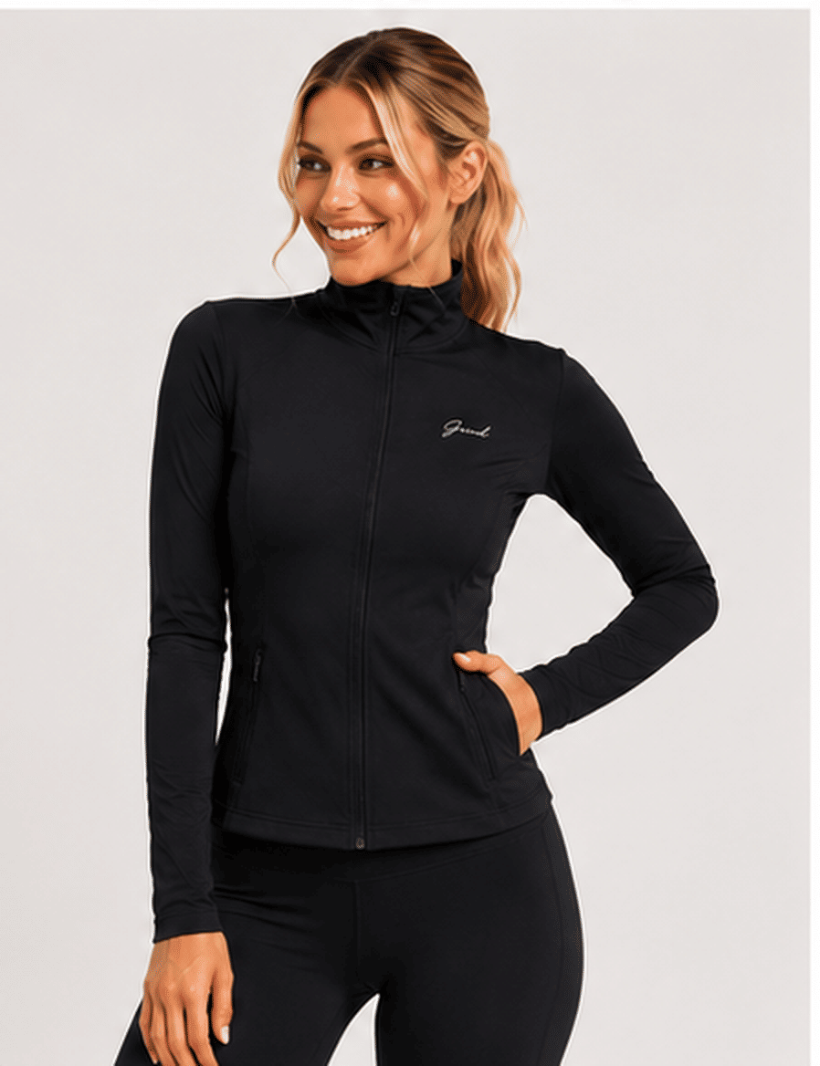 Jaqueta preta feminina fitness - GRIND FORGED Jaqueta preta feminina fitness - GRIND FORGED