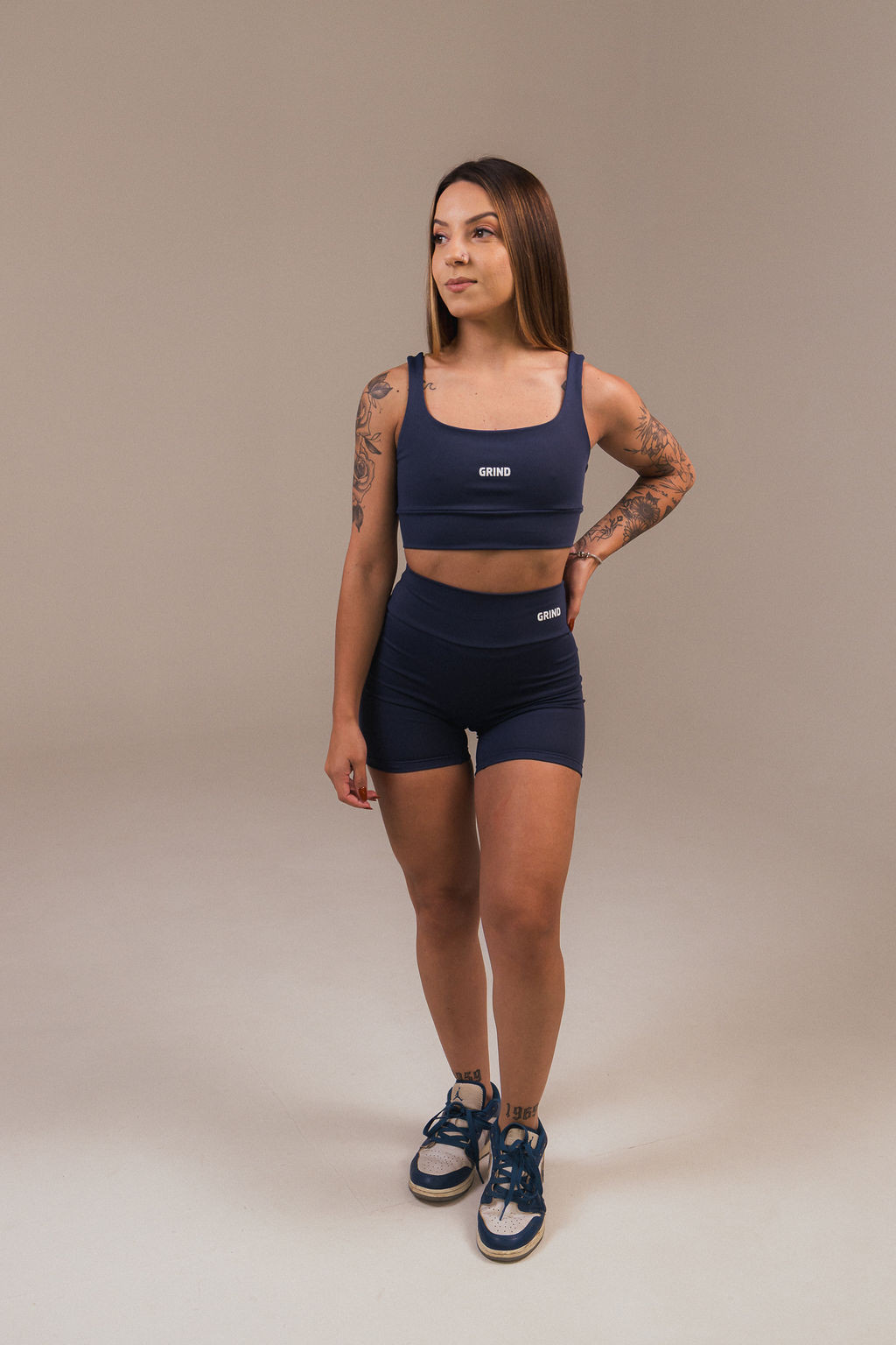 Conjunto Top GRIND ESSENTIAL + Short ESSENTIAL - Azul Marinho
