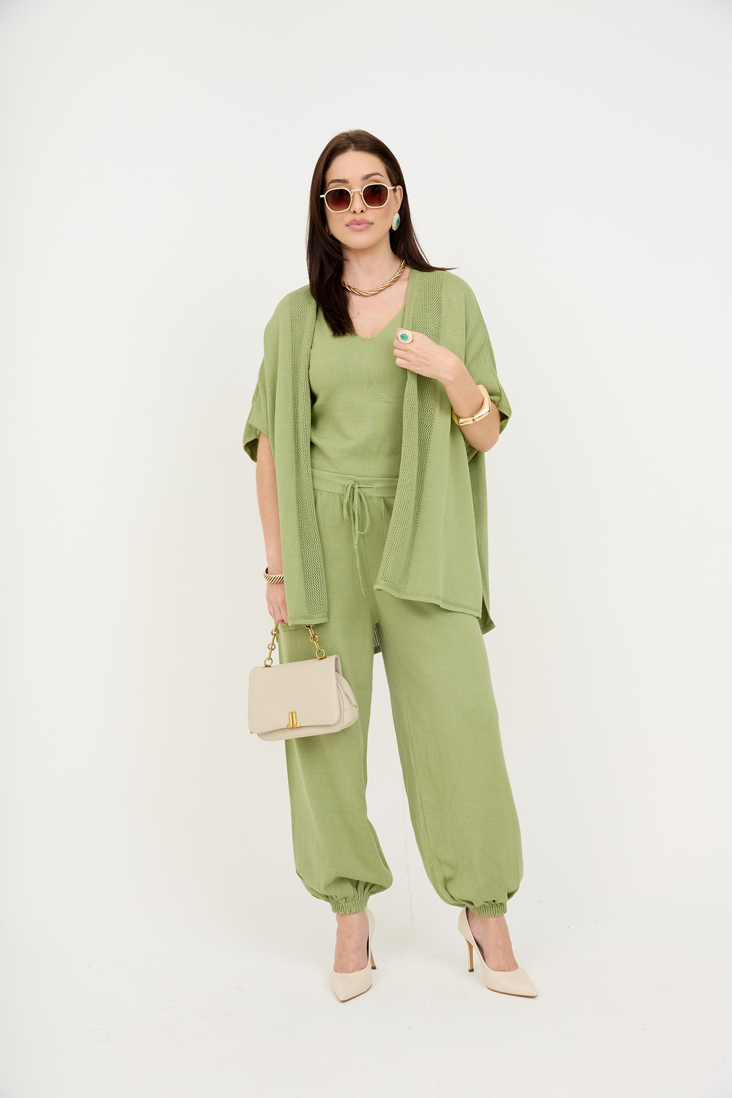 Trijunto com Calça em Tricot Valência - Verde Trijunto com Calça em Tricot Valência - Verde