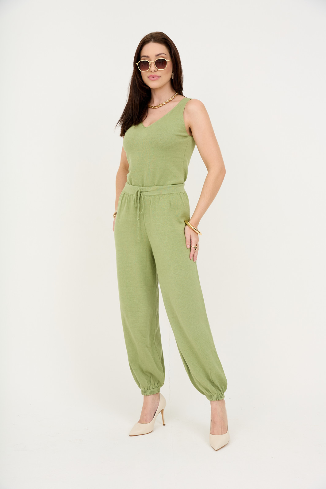 Trijunto com Calça em Tricot Valência - Verde Trijunto com Calça em Tricot Valência - Verde