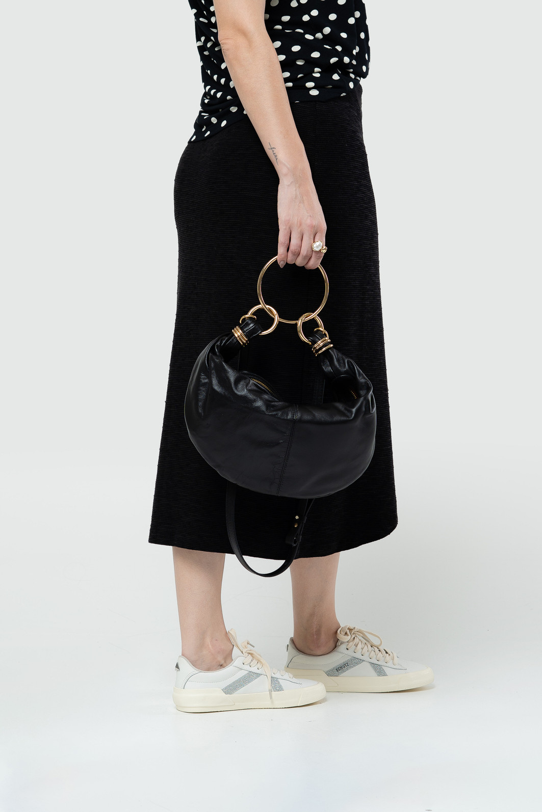 Saia Midi Transpassada com Laço Preta Saia Midi Transpassada com Laço Preta