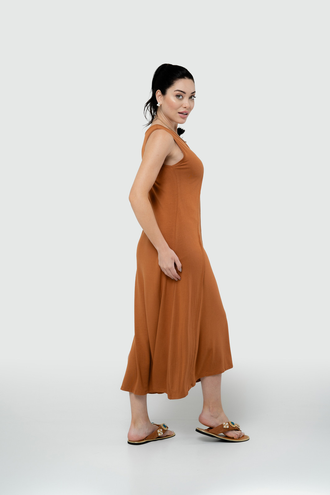 Vestido Regata Midi Mullet - Caramelo Vestido Regata Midi Mullet - Caramelo