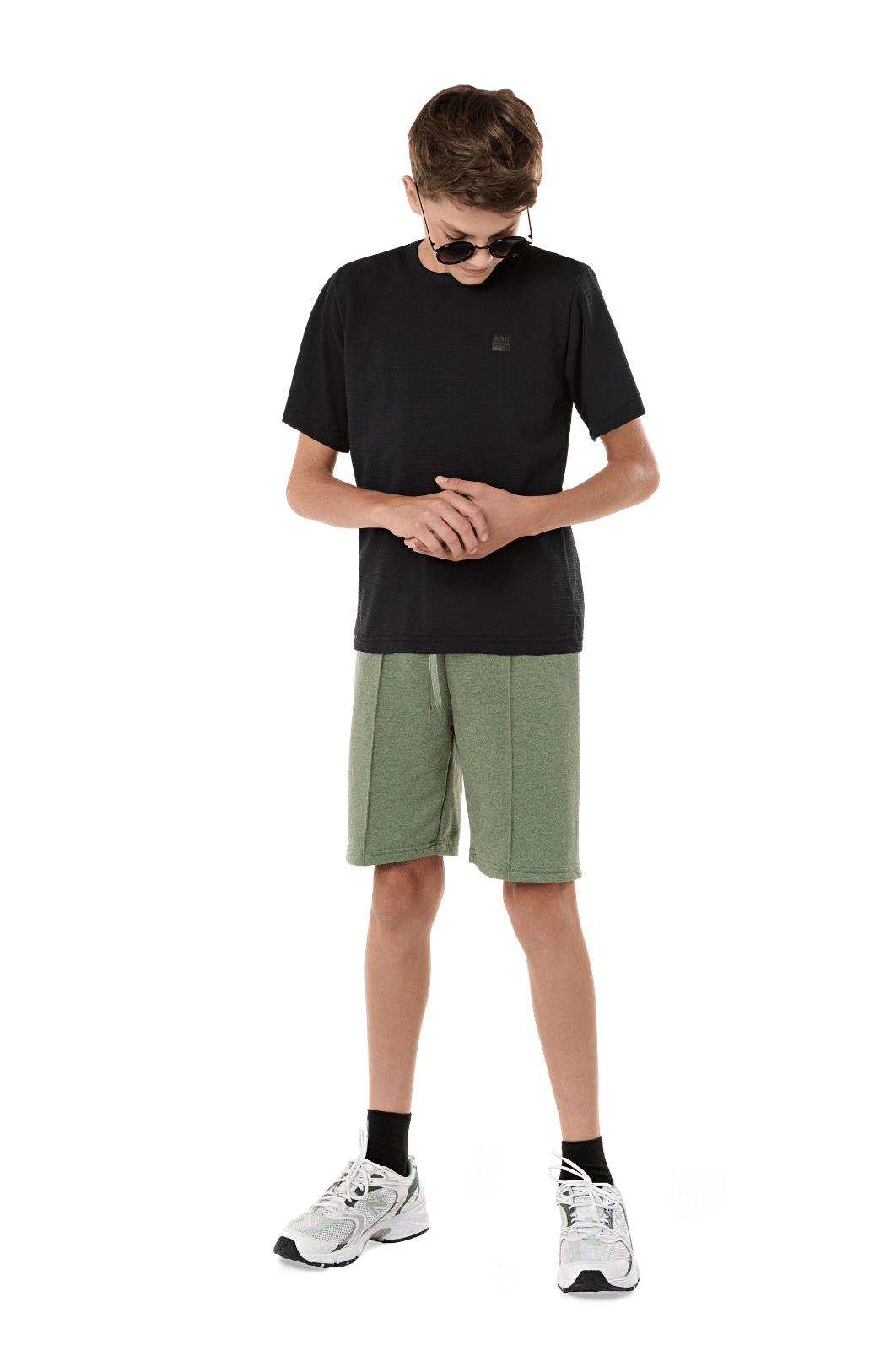 Conjunto juvenil masculino camiseta malha texturizada e bermuda moletinho Conjunto juvenil masculino camiseta malha texturizada e bermuda moletinho
