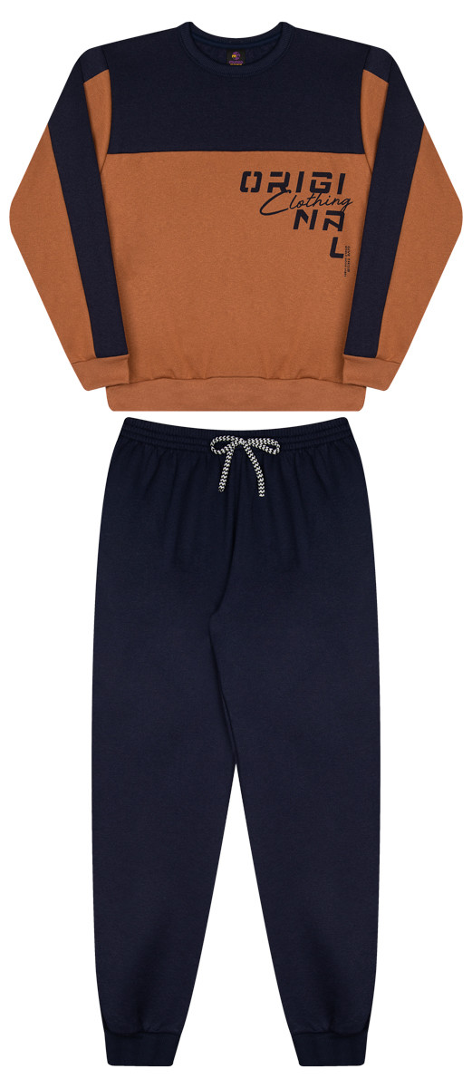 Conjunto Juvenil com Blusão de Recorte e Calça com Punho e Cordão