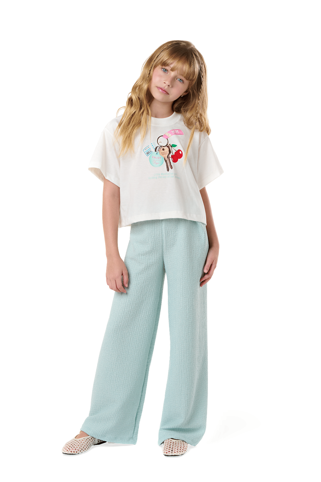 Conjunto infantil blusa e calça, verão confortável para menina Conjunto infantil blusa e calça, verão confortável para menina