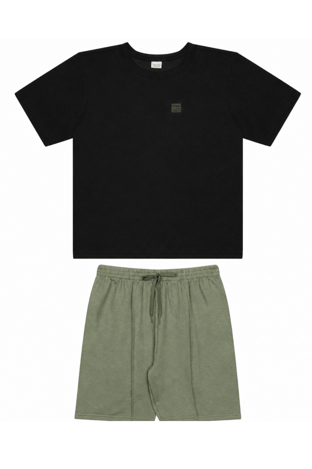 Conjunto juvenil masculino camiseta malha texturizada e bermuda moletinho Conjunto juvenil masculino camiseta malha texturizada e bermuda moletinho
