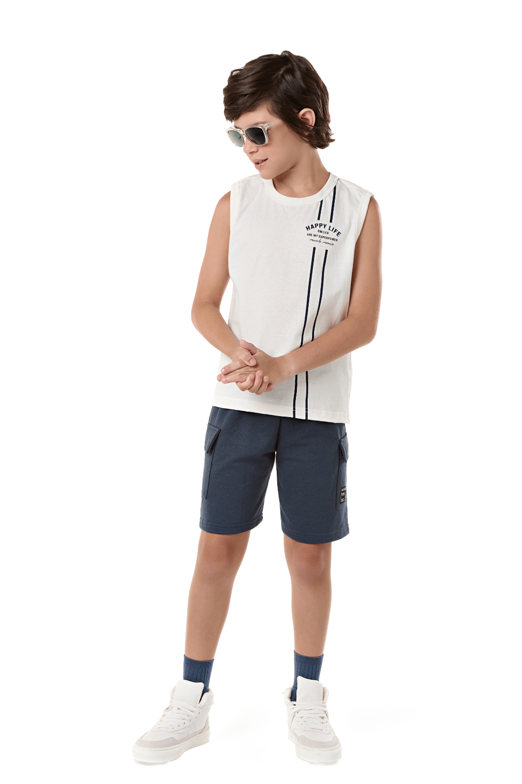 Bermuda Moletinho infantil Menino Bolso Cargo Lateral Bermuda Moletinho infantil Menino Bolso Cargo Lateral