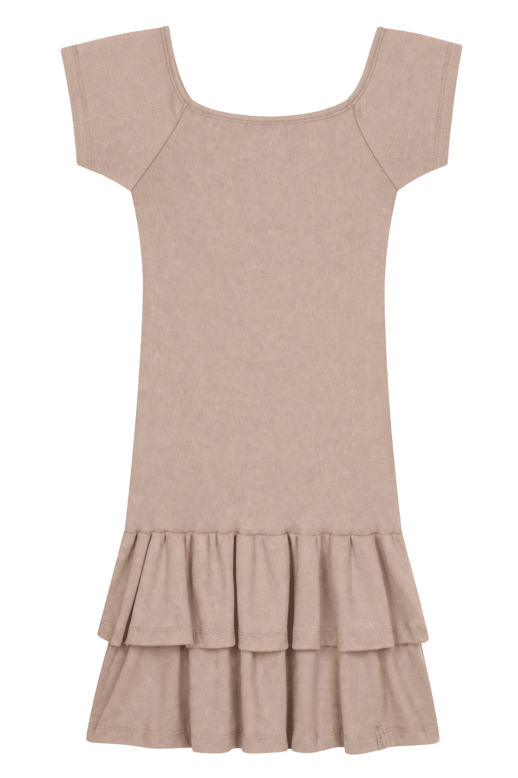 Vestido juvenil feminino de malha ribana com babado Vestido juvenil feminino de malha ribana com babado