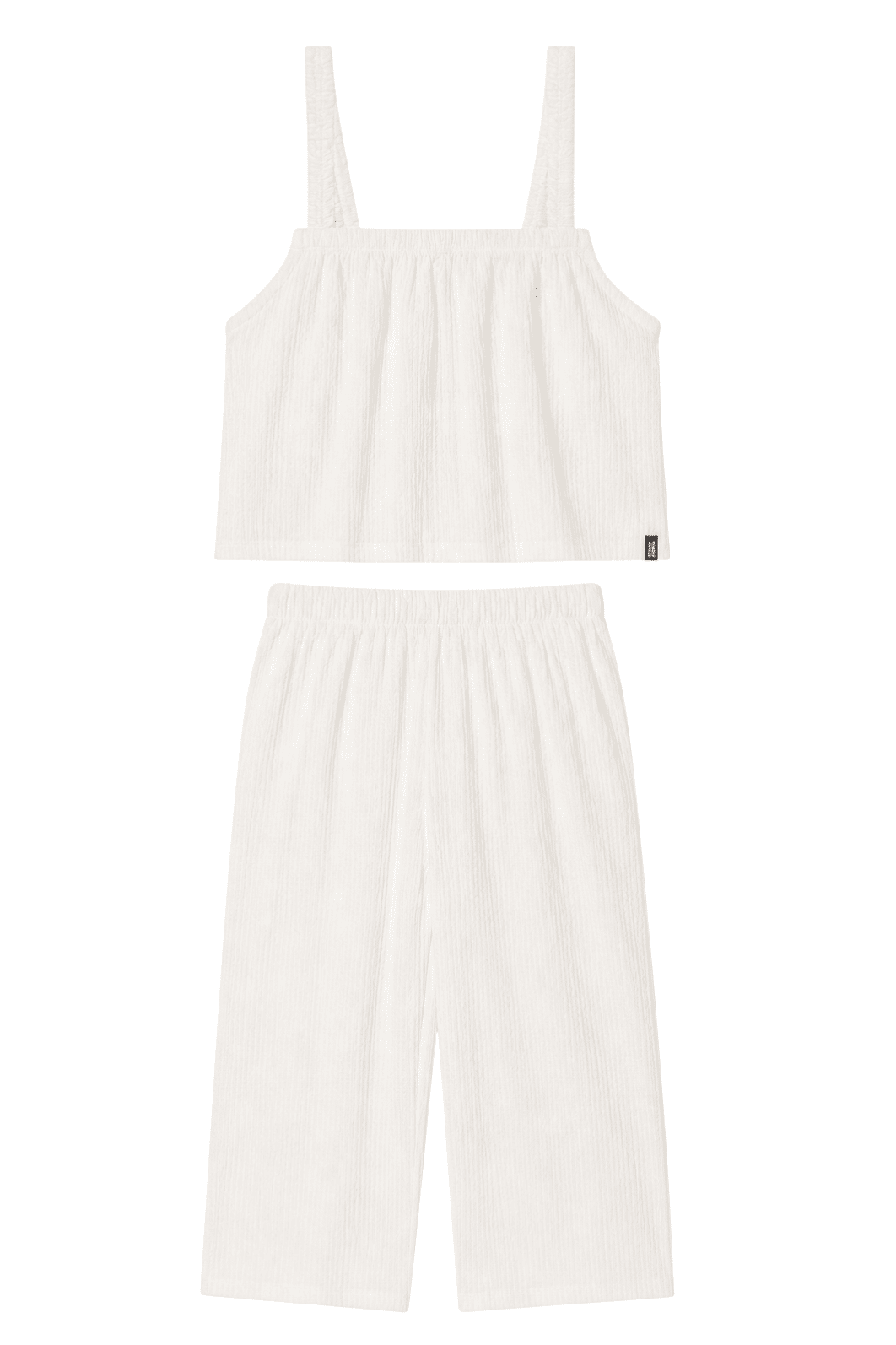 Conjunto juvenil feminino calça e blusa cropped em malha anarruga verão Conjunto juvenil feminino calça e blusa cropped em malha anarruga verão