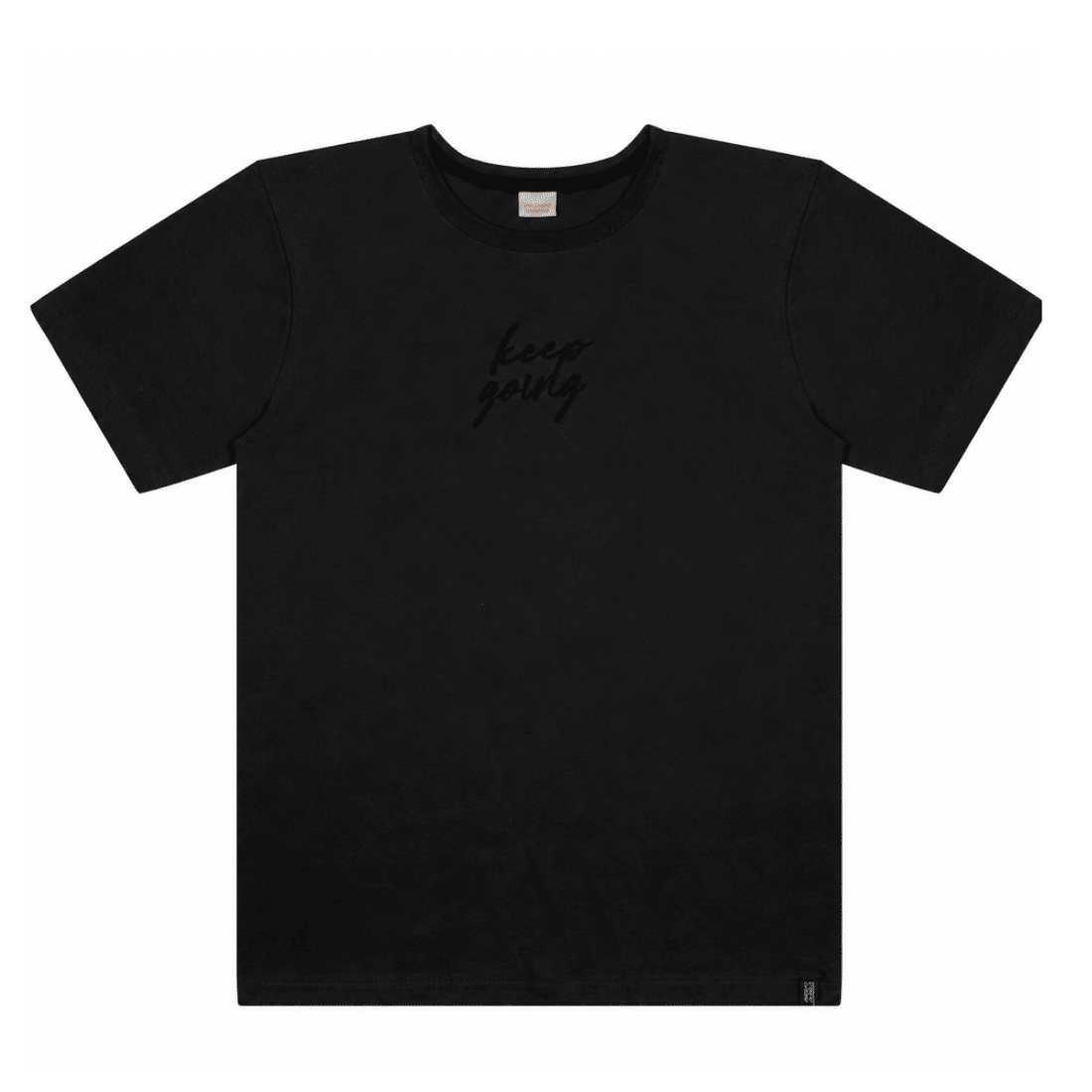 Camiseta Juvenil malha lisa com reforço e termo.