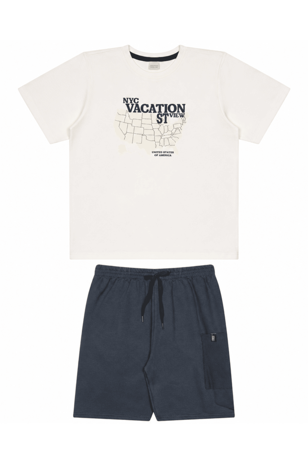 Conjunto juvenil masculino camiseta malha e bermuda moletinho Conjunto juvenil masculino camiseta malha e bermuda moletinho