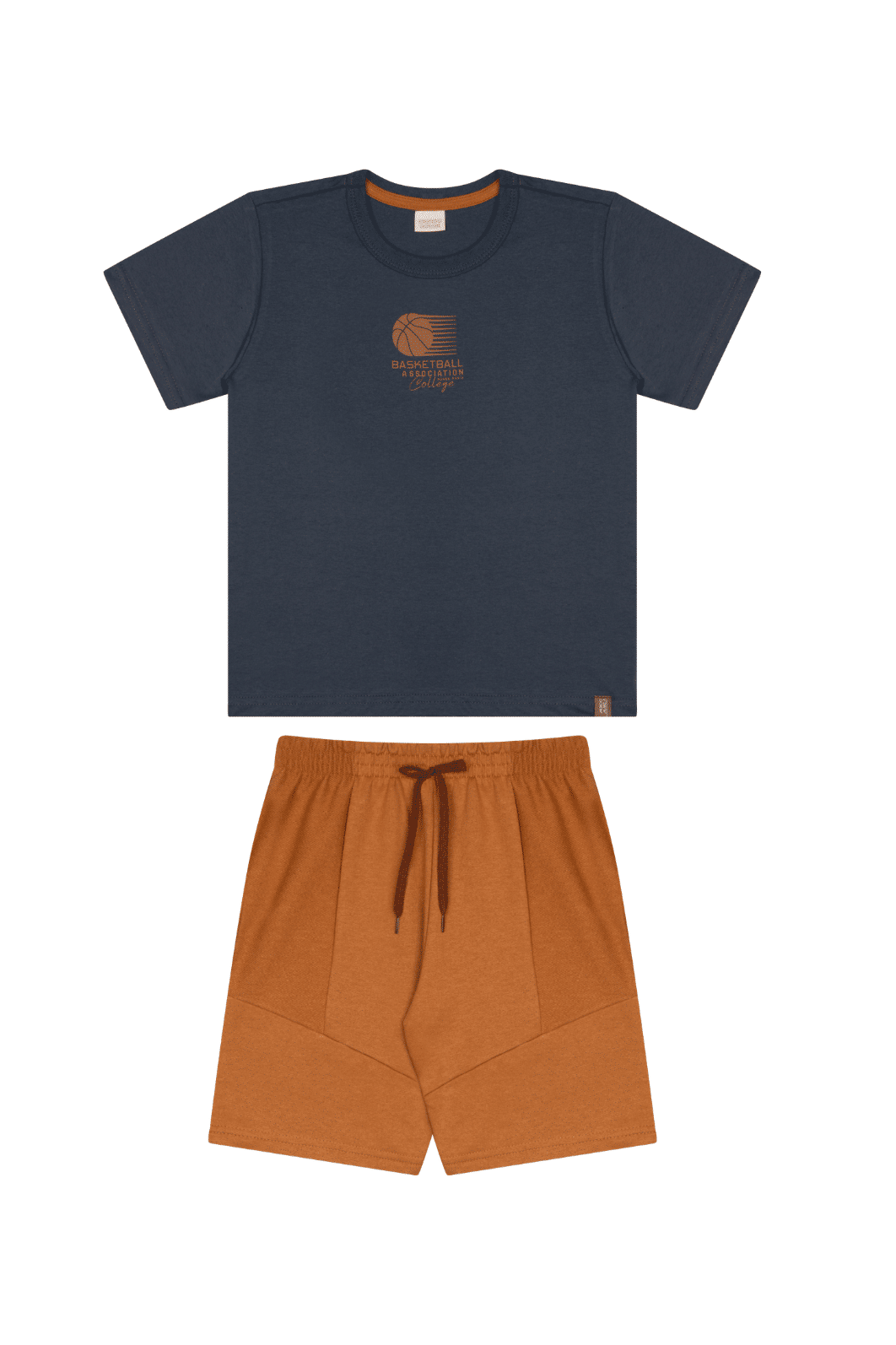 Conjunto infantil menino camiseta malha texturizada e bermuda moletinho Conjunto infantil menino camiseta malha texturizada e bermuda moletinho