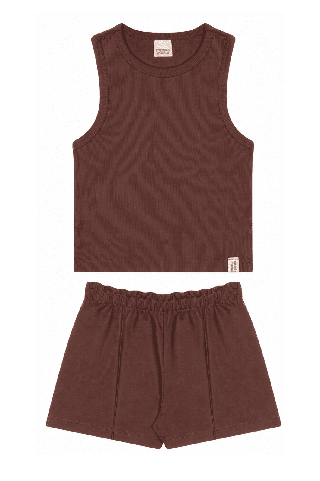 Conjunto Menina Infantil Regata Ribana e Shorts Moletinho Conjunto Menina Infantil Regata Ribana e Shorts Moletinho