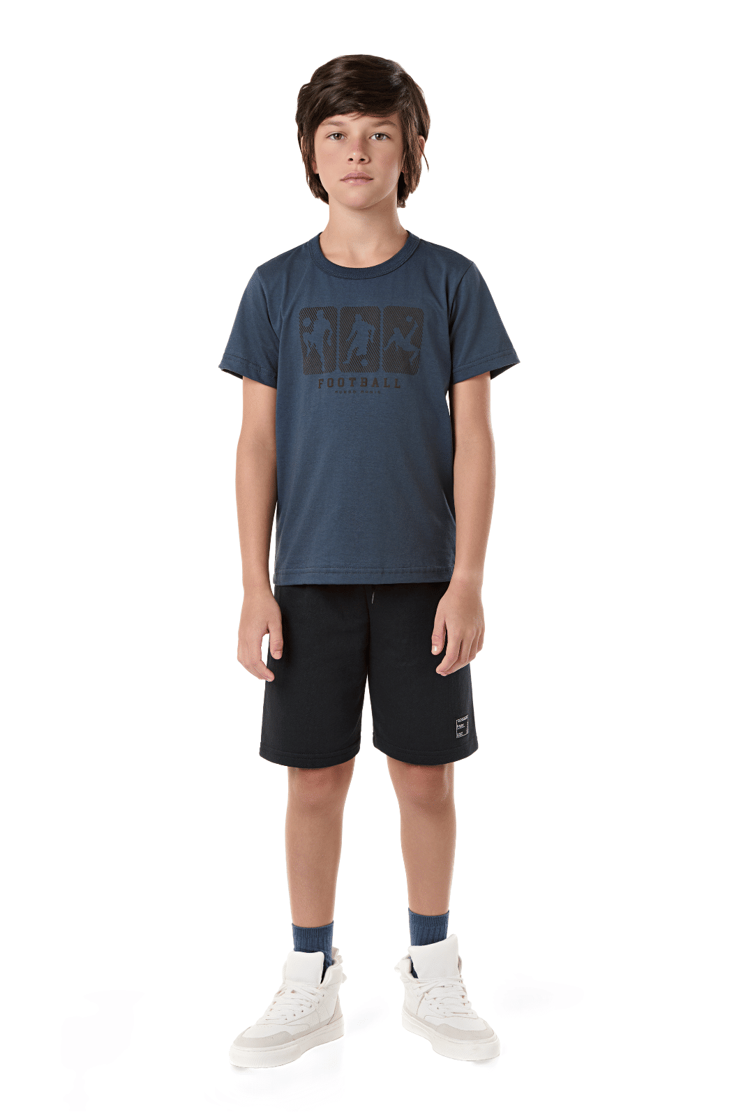 Conjunto infantil menino camiseta malha e bermuda moletinho Conjunto infantil menino camiseta malha e bermuda moletinho
